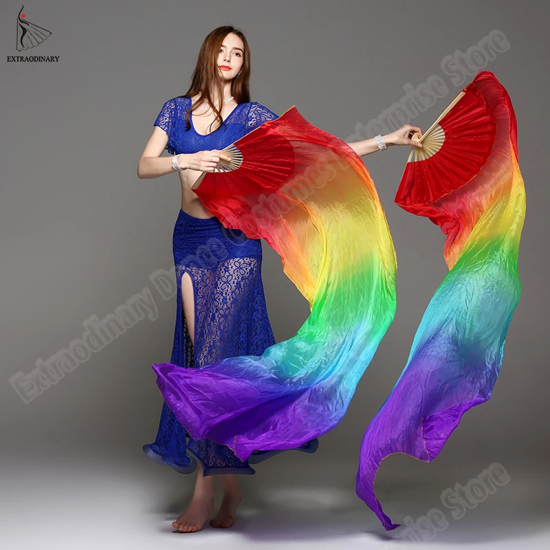 Naujas Moterų Šilko Skaros, pilvo šokio kostiumų gerbėjai šokių Šilko Gerbėjai 150cm 180cm 3 spalvų rankų darbo rankų dažytos, 2 vnt