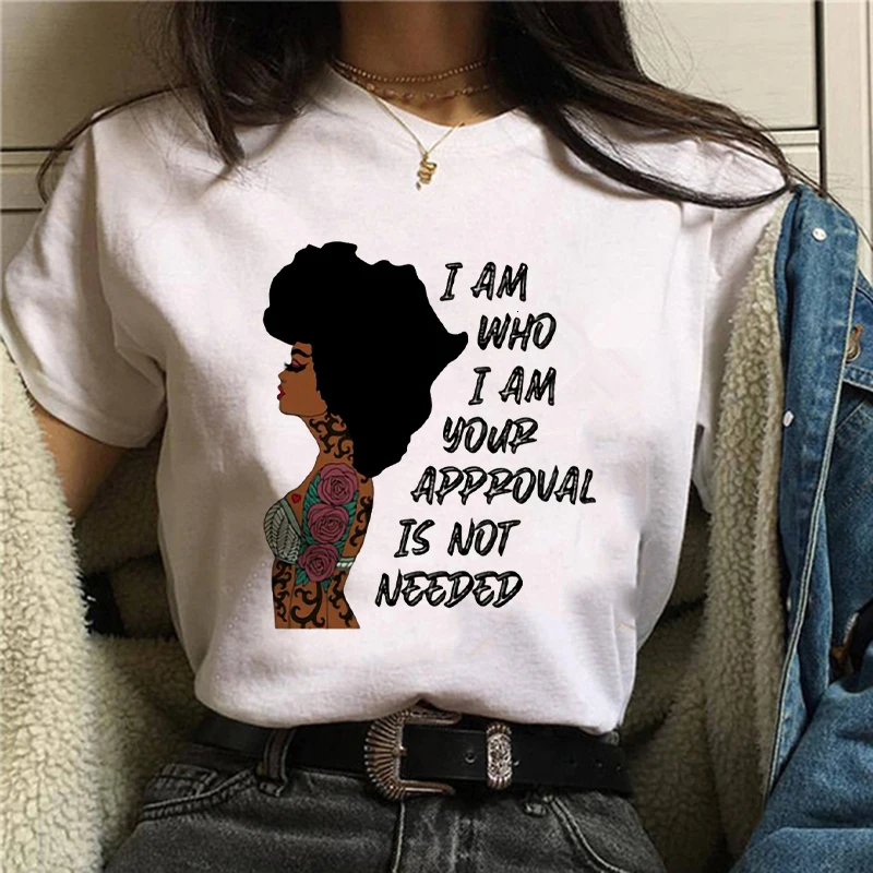 Esu Stipri Melanino Karalienė marškinėliai Moterims Drabužių Afrikos Juoda Mergaitė, Istorija Mėnesį Moterų marškinėliai Melanino Tee Marškinėliai,Lašas Laivas