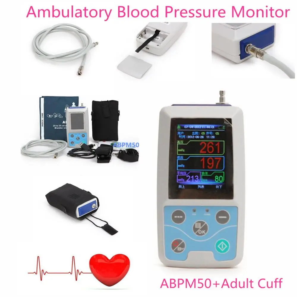 FDA JAV ABPM50 24 val. Ambulatorinis Kraujo Spaudimo Monitorius Holter ABPM Holter BP Monitorius su programinės įrangos contec
