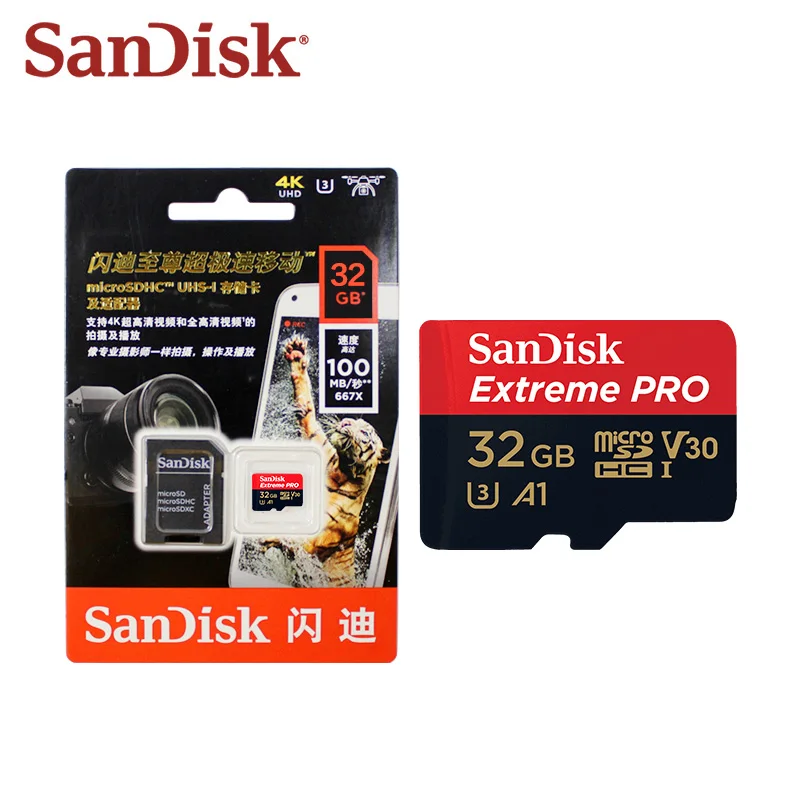 Originalios Sandisk Extreme PRO Micro SD Kortelė, SDHC V30 U3 A1 TF Kortelę Saugojimo 32G Didelis Greitis 100MB/s Atminties Kortelę Išmanųjį telefoną