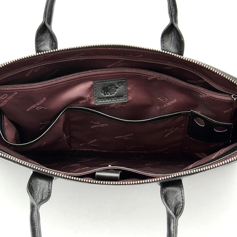 BISON DŽINSINIO mados prabangių vyrų maišelį split oda verslo vyrų portfelis nešiojamojo kompiuterio krepšys prekės vyriškos rankinės, pečių krepšiai