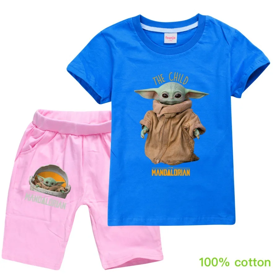 Mergina Berniukams trumpomis Rankovėmis Cartoon Man Contro Te marškinėliai Topai+Šortai Pižama Komplektas Berniukams Kalėdų Drabužius Star Wars Kūdikių Yoda