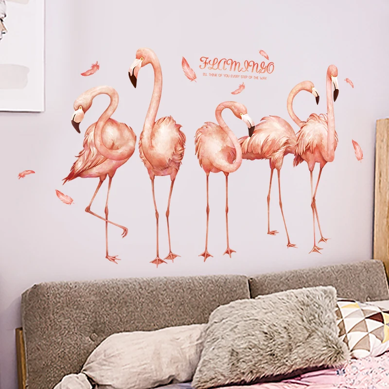 Flamingas Sienų Lipdukai Vaikų kambariai, Miegamasis Nuimamas Sienų Lipdukai, Vinilo Kūrybos Gyvūnų Freskomis Sienų Apdailai lipnios