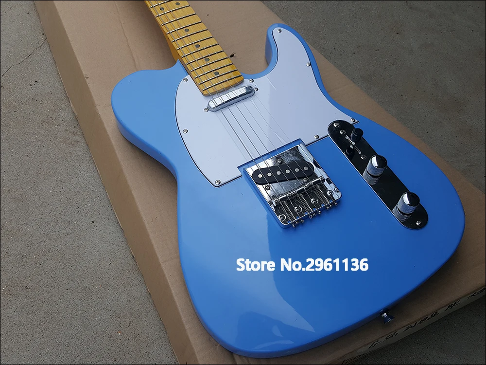 Aukštos kokybės elektrinė gitara,TL stiliaus,Liepų kūną su Klevo kaklo,mėlyna spalva,Custom elektrinė gitara,nemokamas pristatymas