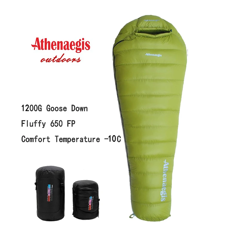 Athenaegis ultralight patogus, atsparus vandeniui 1200g baltųjų žąsų žemyn užpildyti, gali būti spliced žiemos miegmaišį