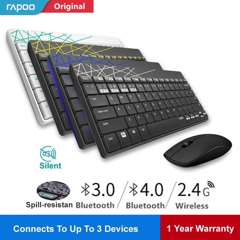 Rapoo 8000M Multi-mode Silent Wireless Keyboard Mouse Combo 