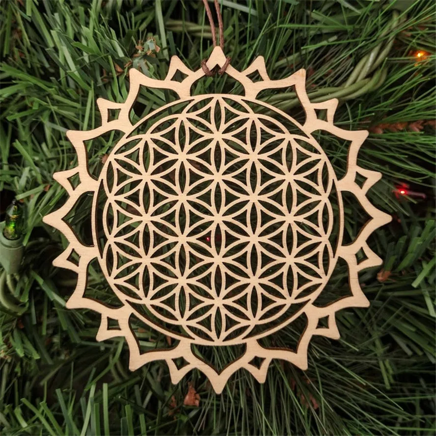Gyvenimo Gėlė Mediniai Kempingai Puošybos Medinės Geometrijos Simbolis Kaimiškas Vestuvės, Kalėdos, Kalėdos Apdaila, Sienų Dekoras