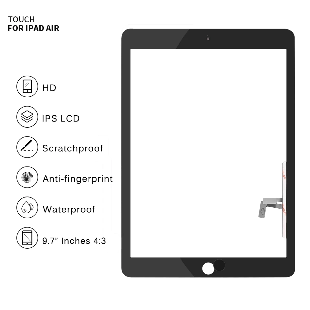 Ekrano iPad 5 Touch iPad5 Oro 1 Touch Air1 A1474 A1475 A1476 skaitmeninis keitiklis Ekrano Jutiklio Stiklo plokštės Tablet PC