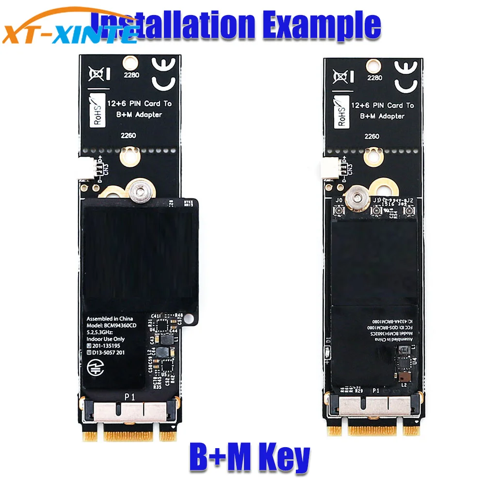 BCM94360CD BCM94360CS2 BCM943224PCIEBT2 12+6 Pin Bluetooth WiFi Bevielio ryšio Kortelės Modulis su M. 2 NGFF Klavišas B+M Adapteris, skirtas 