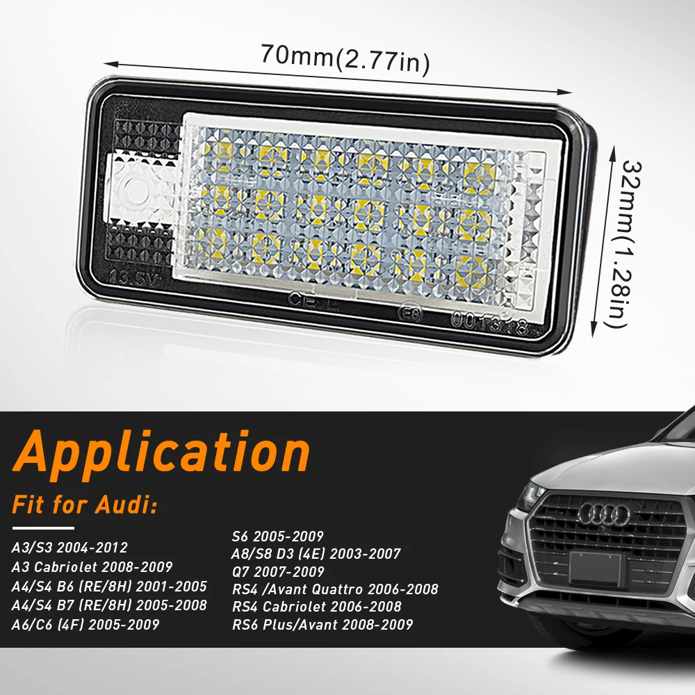 2vnt Klaidų LED Licencijos Numerį Šviesos Žibintas, skirtas Audi A4 B6 B7 S4 RS4 A6 C6 4F RS6 A3 8P A5 8F A8 S8 Q7 4L Plius/vant