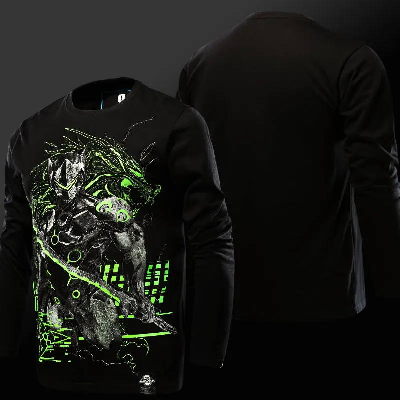 Aukštos Kokybės OW Reaper T-shirt 3D Long Sleeve Black Genji Hanzo Marškinėlius Šviesos Mens Berniukai Plius Dydis 3XL 4XL Reaper Tee marškinėliai