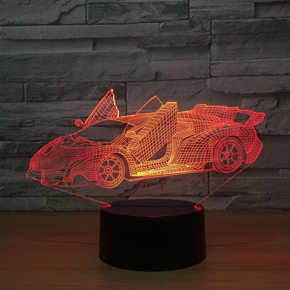 3D Led Automobilių Sporto Modeliavimas Stalo Lempos 7 Spalvų Keitimas Gradiento Atmosferos Apšvietimo Cool Berniukas Naktiniai Nakties Šviesos Rungtynių Dekoro Žaislas