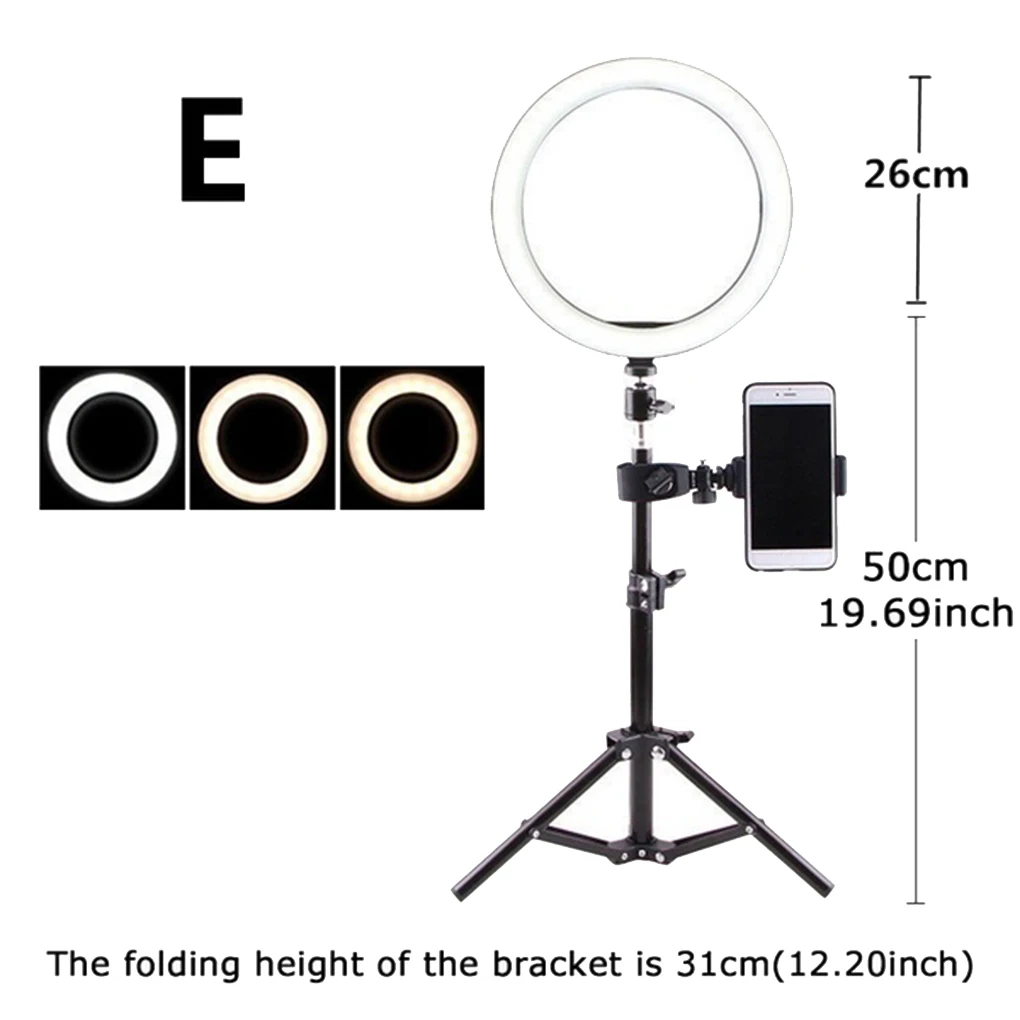Foto Studija LED Šviesos Žiedas Selfie Lempos, Kolonėlė Spalvos Temperatūra Fotografijos 16cm Šviesos 50cm Trikojo Telefono Apkabos