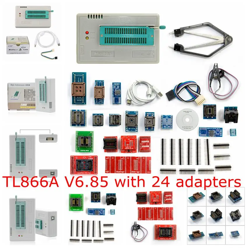 FVDIFUL Originalus minipro TL866A V6.85 /TL866II PLIUS V8.30 USB EEPROM Universalus programuotojas 10/21/24 elementus IC Adapteriai