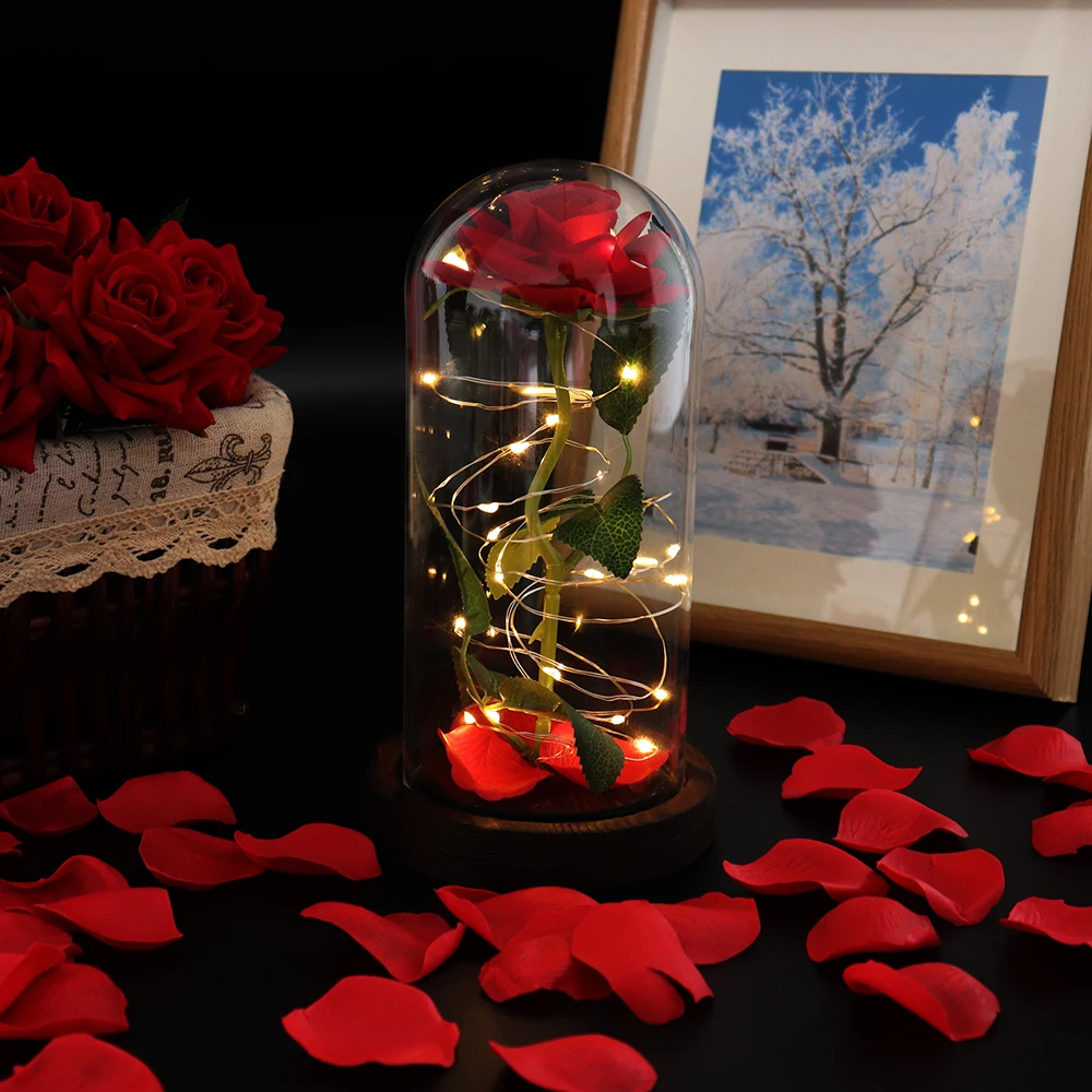 Rose LED Amžinąjį Dirbtinės Gėlės Valentino Dieną Puošimas, Vestuvių Papuošimai Namų Dekoro Vestuvių Dovanos Svečiams Nuotakos Dušas