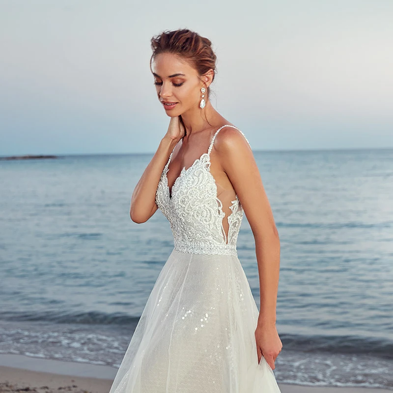 Chalatas de mariee Naują atvykimo 2020 metų Vasaros Paplūdimio Vestuvių Suknelė su Dirželiais Balta Atvira nugara Vestuvių Suknelės Vestige De Noiva