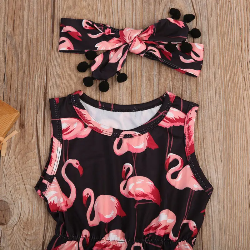 Flamingo Naujagimiui Kūdikiams, Vaikiška Mergaitė Bodysuit Rankovių Sunsuit Playsuit vientisas Komplektus Kūdikių Kasdienių Drabužių 0-24M