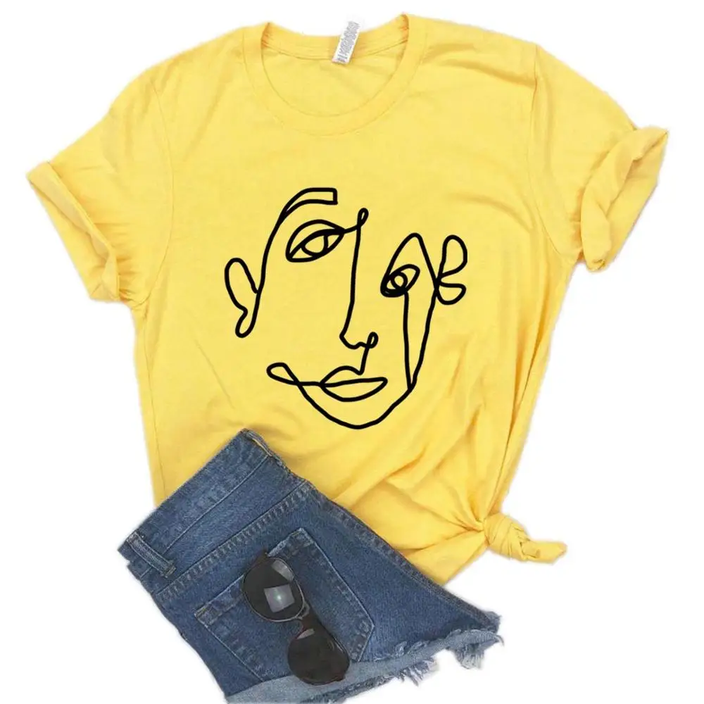 Veido abstrakčių Moterų Medvilnės marškinėlius Hipster Juokingi marškinėliai Dovanų Lady Yong Mergina, 6 Spalvų Viršų Tee ZZZH-589
