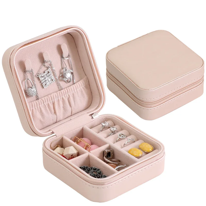 Paprasta papuošalų dėžutė Nešiojamų aksesuarų laikymo dėžutė PU odos monolayer auskarai ir žiedas ekranas karstas