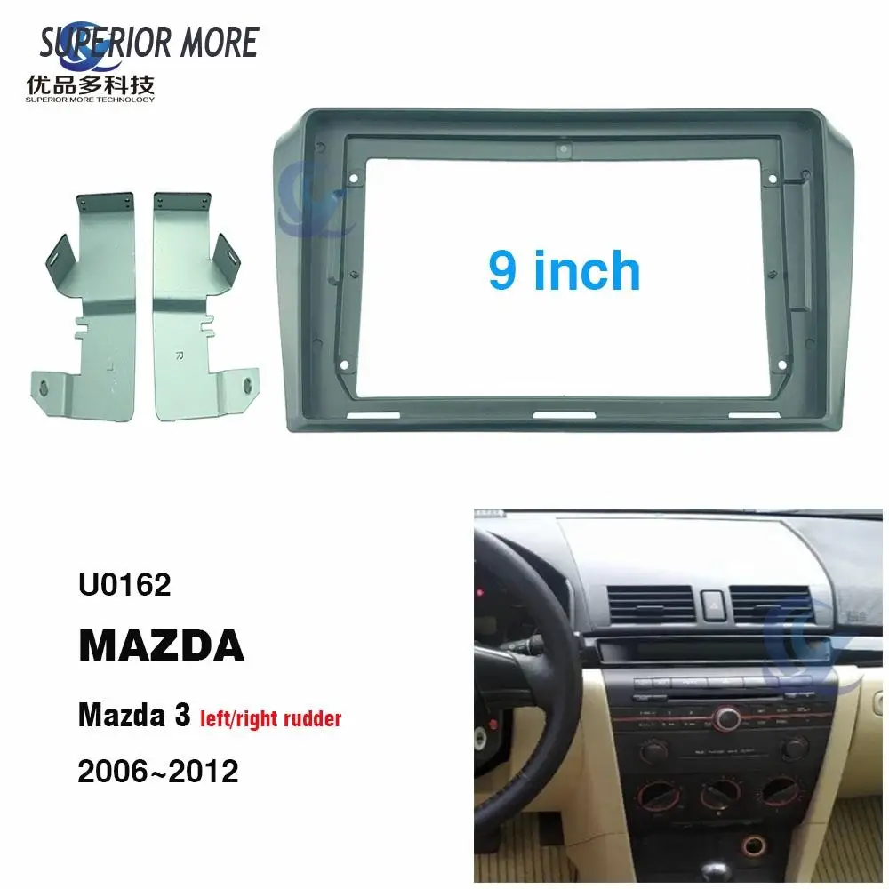 2 din 9 colių automobilinis radijo Fascias už MAZDA 3 2006~2012 prietaisų Skydelio Rėmas Diegimo dvd gps mp5 