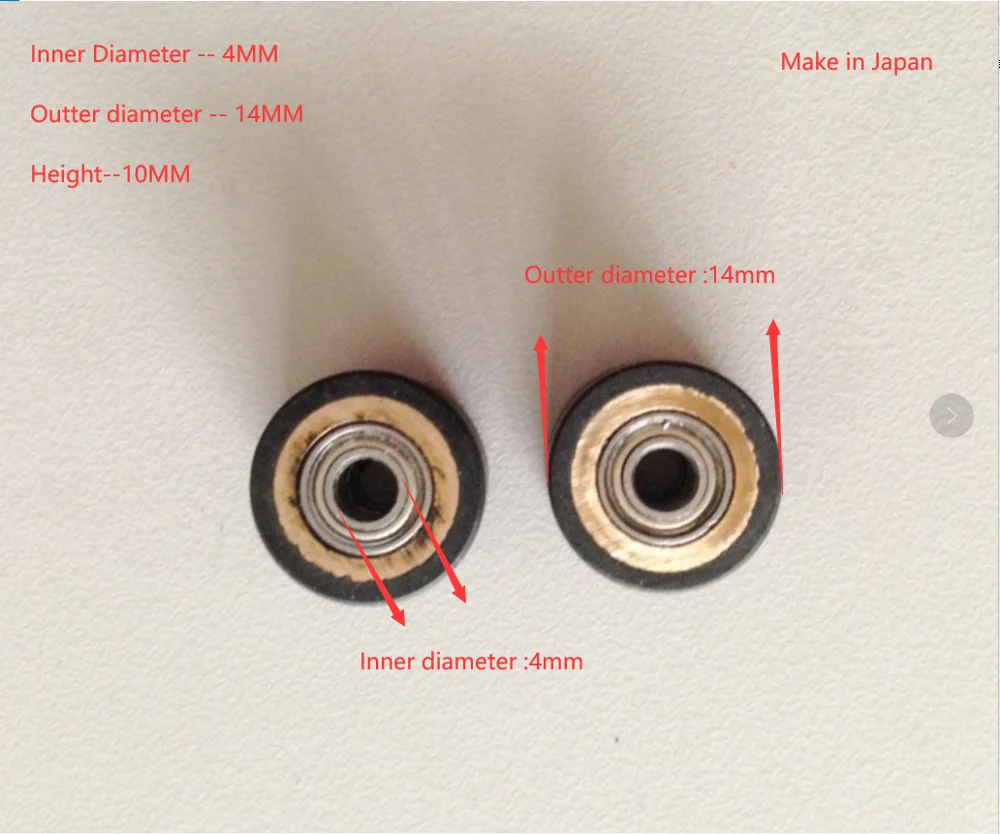 2VNT 4X10X14mm Varinė Šerdis Prispaudimo Volelis pressure roller varantys Mimaki CJV30-60 CG-60SR CG-130SR CG-130 Vinyl Cutter Braižytuvai