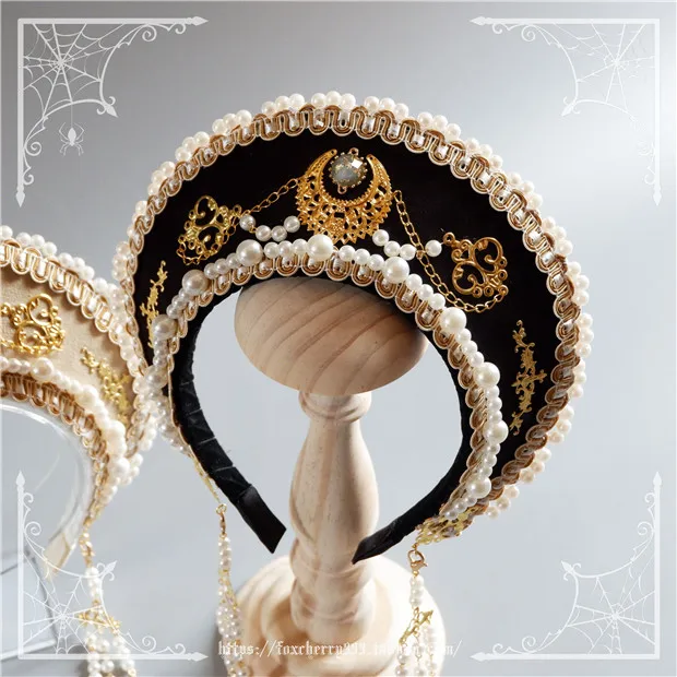 Palace Retro Stiliaus Spalvingas Lolita Granulių Grandinės KC Lankelis Skrybėlę, Plaukų Papuošalas / Halloween Gotikos ir Baroko Mergina Cosplay Plaukų Karūna