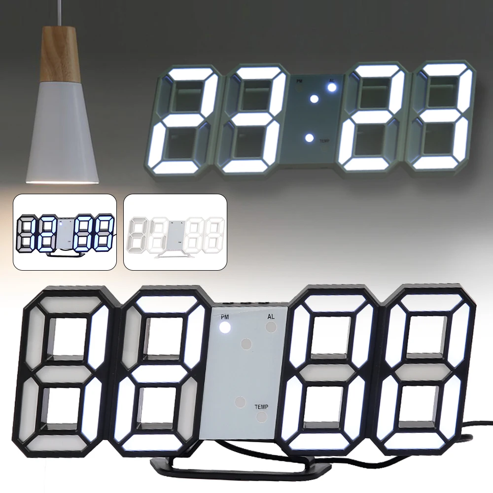 LED Skaitmeninio Sieninis Laikrodis Naktinis Režimas Ryškumas Reguliuojamas Elektroninis Stalo Laikrodis Data Temperatūros Automatinis Apšvietimas Stalo Laikrodžiai