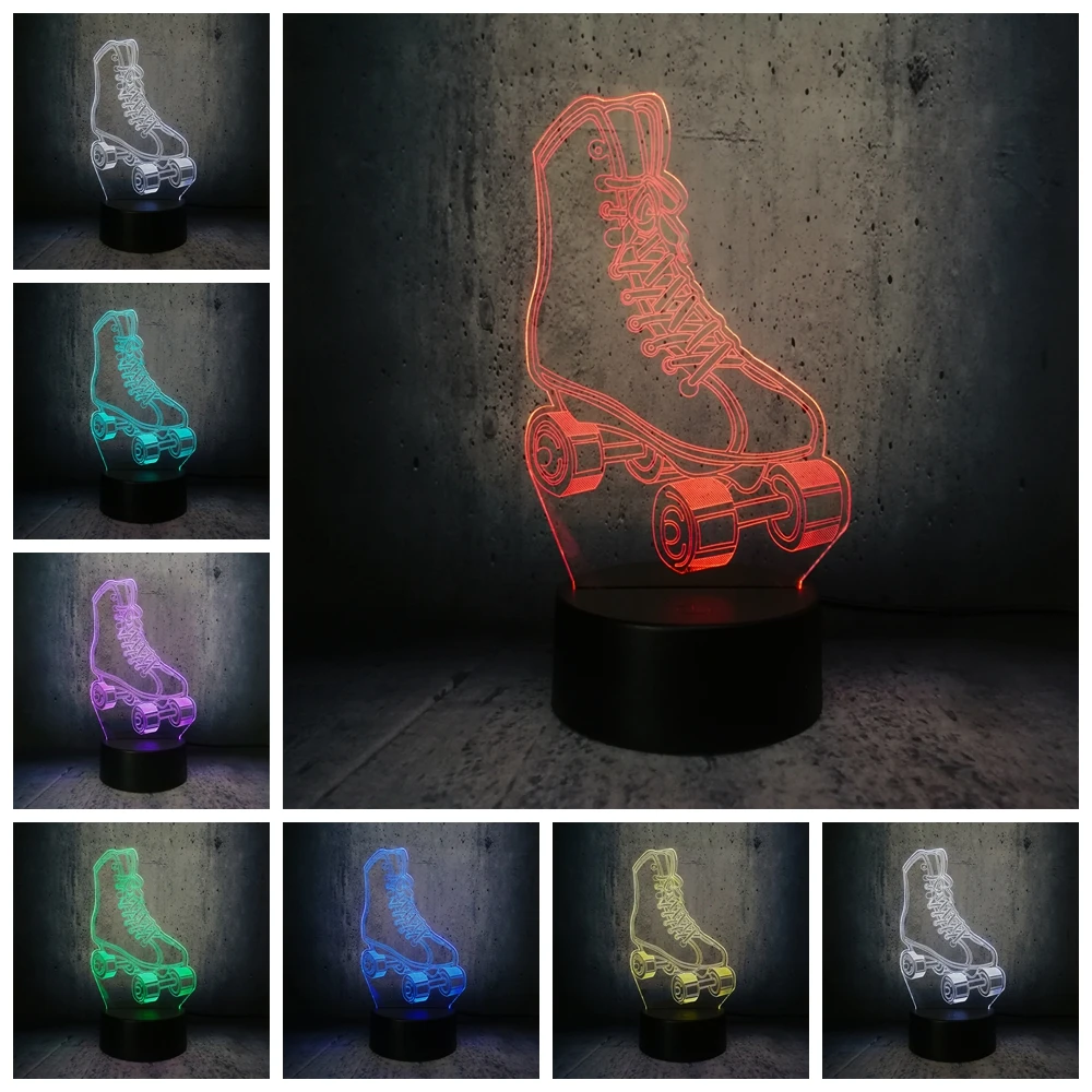 3D LED Lempos Sportas Riedučiai Spalvotų Nuolydžio Reguliavimas Naktį Šviesos USB Touch Miega Vaikai 4 varantys skriemulys batai lempos