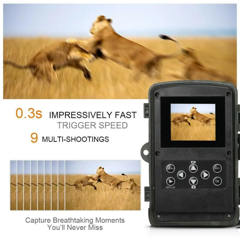 HC801A Medžioklės Camera 16MP Takas Kamera IP65 Foto Spąstus 0.3 s Sukelti Laukinės gamtos Kameros laukinių gyvūnų stebėseną Laukinių Fotoaparatas