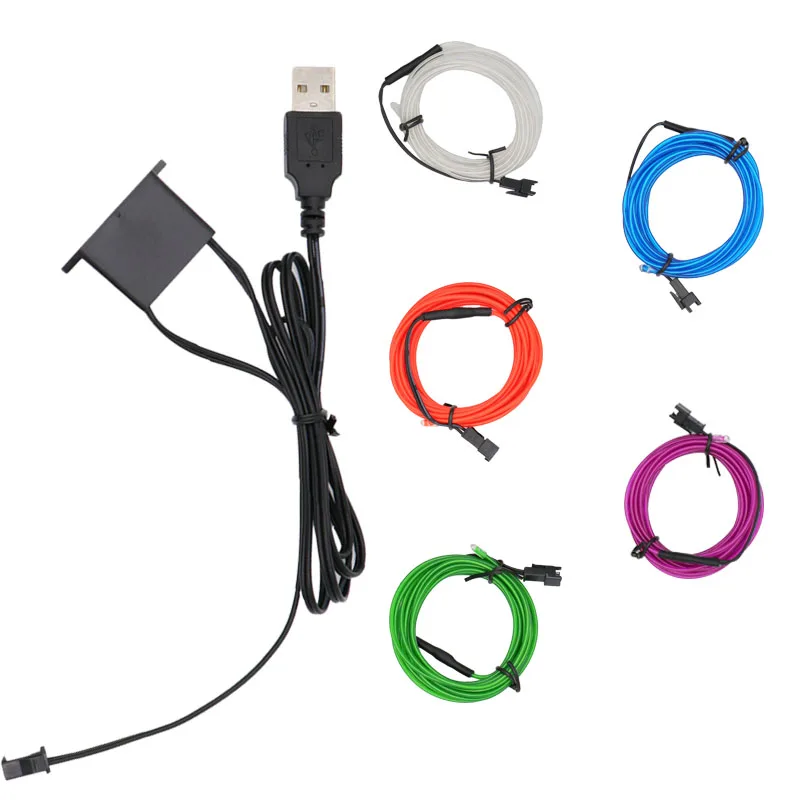 10 Spalvų, Pasirinkite 5M 5V USB Neoninės Šviesos Šokių Grupė, Automobilių Dekoras, Šviesos, Neoninė lempa Lanksti EL Lynas Vamzdelis Vandeniui