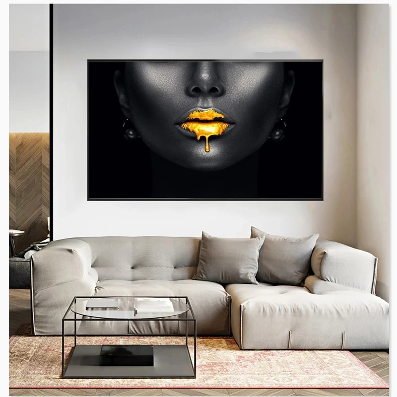 Afrikos Moterys Aukso Lūpų Drobė, Tapyba, Modernus Menas, Plakatų ir grafikos Cuadros Sienos Meno Nuotrauką Kambarį Namo Apdaila