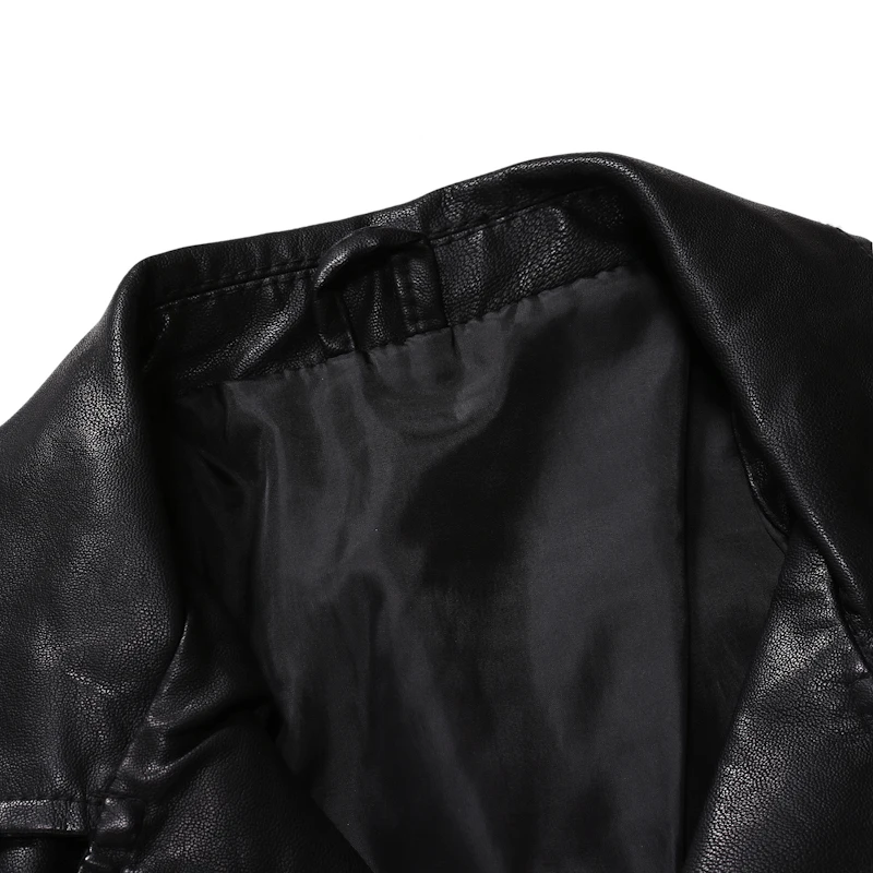 Naujas slim fit mens odos motociklo striukė striukė Užtrauktukų antkišeniai ilgomis rankovėmis PU odinė striukė vyrams