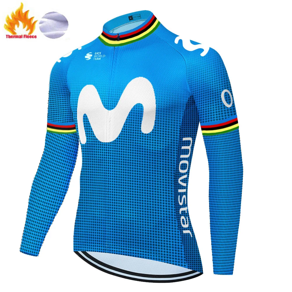 2020 maillot cyclisme homme movistar dviračių jersey ilgomis rankovėmis žiemą šilumos vilnos Dviratį Dviračiu Marškinėliai jersey ciclismo hombre