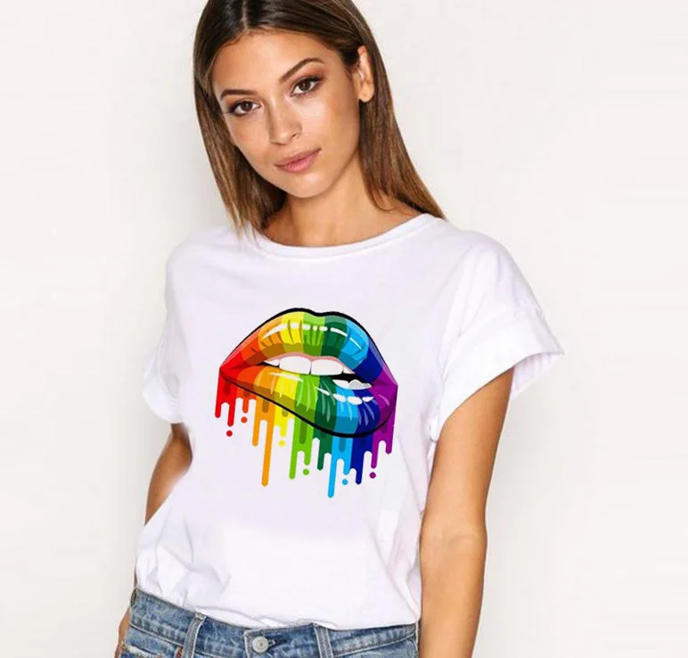 2020 Naujų moterų, vyrų Vasaros Viršūnes Tees Seksuali spalva Dažytos Lūpos t medvilnės marškinėliai trumpomis Rankovėmis prekės ženklo mados apvalios kaklo marškinėlius