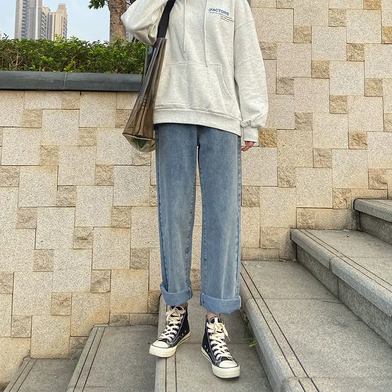 Džinsai Moterims Pavasario Prarasti 2XL Tiesiai Kulkšnies ilgis Studentų korėjiečių stiliaus Streetwear Džinsinio Kietas Moterų Visų rungtynių Mados Atsitiktinis