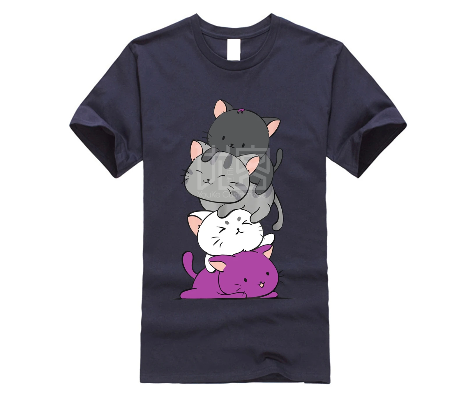 Prekės vyrų marškinėliai Kawaii Kačių Krūva Anime marškinėliai Nelytinės Pasididžiavimas Vėliavos Kačiukai