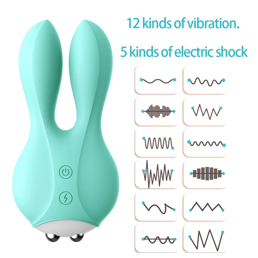 OLO Rausvos/Žalios Elektros Šoko Rabbit Vibratorius Krūties Klitorio Kūno Stimuliatorius Massager Suaugusiųjų Sekso Žaislai