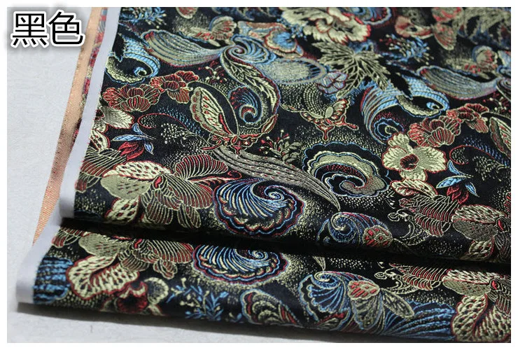 75x100cm Juodos spalvos gėlių spausdinti Žakardo Brokatas Medžiaga, žakardo audinio suknelė baldų apmušalų audinys krepšys, telšių siuvimo medžiagos