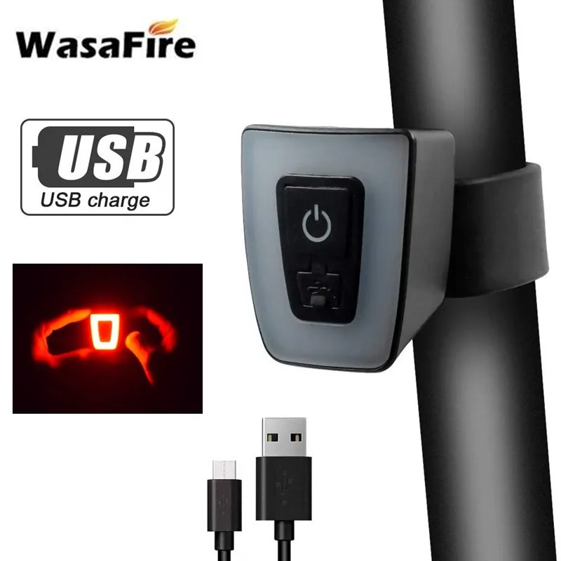 WasaFire Dviračių užpakalinis žibintas USB Įkrovimo Dviračio Galinis Žibintas 5 Režimai Mini LED MTB Dviračiu Šalmą Lempos Dviračių Saugos Įspėjamoji Lemputė