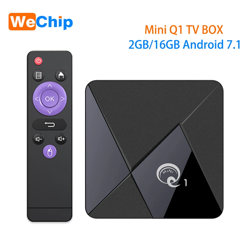 Mini Q1 Android 7.1 TV BOX RK3228A 16GB 2GB 2.4 G wifi Bevielio ryšio Set Top Box 1080P HD Ott Media player