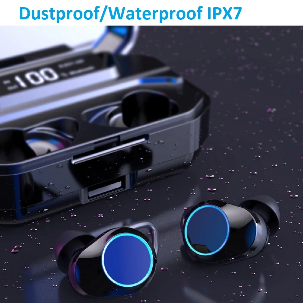 Bluetooth 5.0 Ausines Tiesa Belaidžio Ear Ausines IPX7 atsparus Vandeniui Belaidžius Sporto TWS Ausinių laisvų Rankų įranga su Charing Atveju