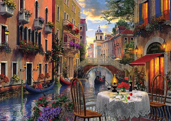 Oneroom Rankdarbiams,Venecija, Romantiška Vakarienė 4CT Skaičiuojami Siuvinėjimo, 