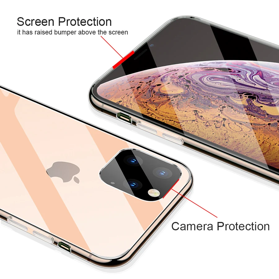 IQD Stiklo Atveju iPhone, 11 Pro Max Padengti Skaidriu Apsauginiu iphone Xr Xs Max Telefono Atvejais TPU Bamperis Stiklo Atgal Aišku