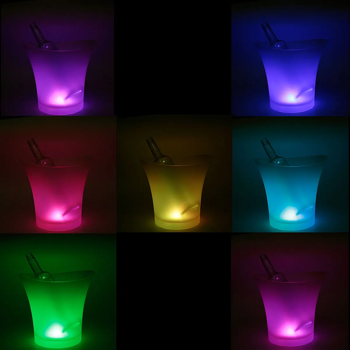 7 Spalvų LED 5L Vandeniui Plastikinis Ledo Kibirą, Barai, naktiniai klubai Šviesą Šampanas Alus Kibirą, Barų Naktį Šalies Ledo Kibiras