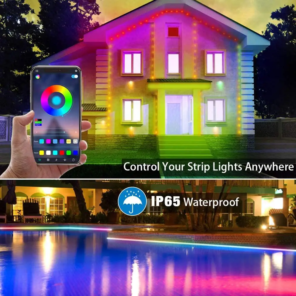 ColorRGB 5M 10M LED Šviesos Juostelės RGB 5050 Lanksčios Juostelės fita led šviesos juostelės RGB Diodų Juosta Telefono app +nuotolinio valdymo pultas