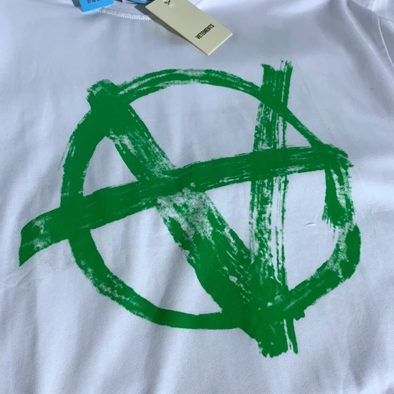 VETEMENTS White & Green marškinėliai 2020 Naujas Vyrai Moterys VETEMENTS Anarchija T-shirts Vasaros Atsitiktinis Stebėjimo VTM Tee Geros Kokybės Viršūnės
