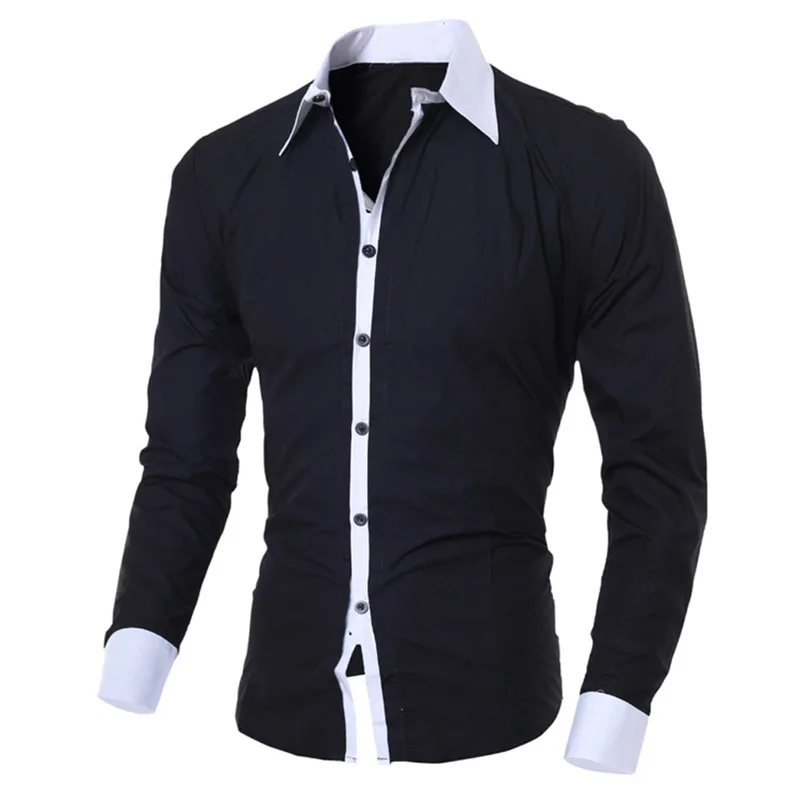 2018 marškinėliai Vyrams Vasarą Prekės ženklo Asmenybės ilgomis Rankovėmis Slim Fit Vyrų Basic Marškinėliai Palaidinė Top Dydis M-XL camisa masculina #M21