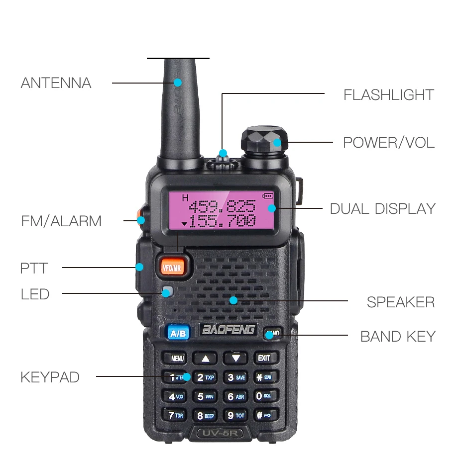 Galingas Baofeng UV-5R 8W Walkie Talkie VHF UHF radijo stotelė UV 5R Mėgėjų Kumpio ir CB Radijo Stotis 8Watts 10km Medžioklės Siųstuvas