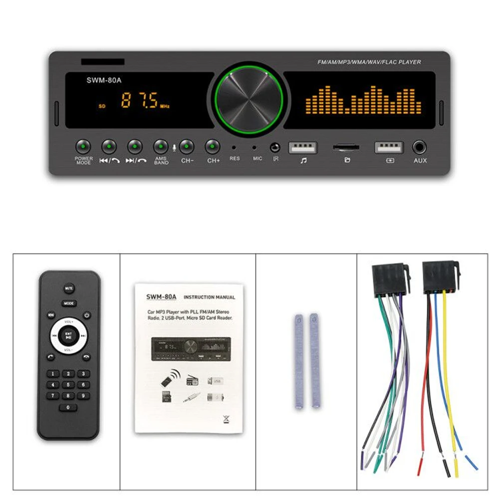 Podofo SWM-80A 1DIN Automobilio Radijo 12V Garso Šaltinis Įrašymo Stovėjimo Vietą Multimedia Muzika MP3 Grotuvas, AUX/USB/FM Stereo Receiver