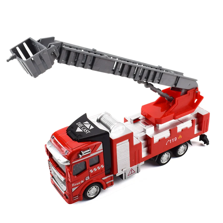 Vaikai Žaislų Gaisro Sunkvežimio Modelis Lydinio Diecast Inercijos Priešgaisrinės Kopėčios Transporto priemonės Gelbėjimo, Transporto Automobilių Švietimo Žaislai, Vaikų Berniukų Dovana